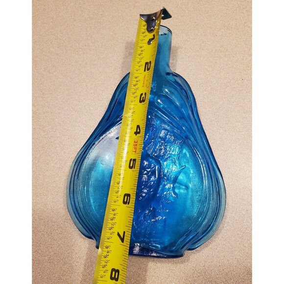 Vtg CLEVENGER BROTHERS blue Glass SCROLL FLASK Arthur Singer pileated woodpecker - Picture 3 of 7